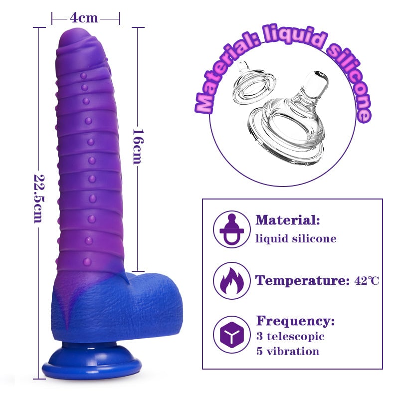 9-Inch Color-changing Intelligent Heating 3 Thrusting 5 Vibrating Dildo