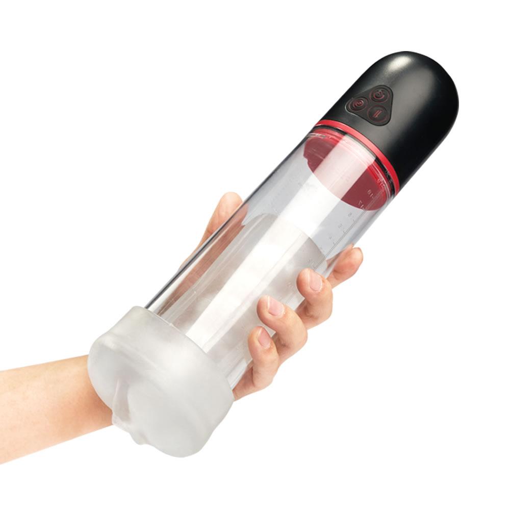 S-HAND 9 Vibrating 9 Sucking Transparent Male Masturbation Cup Penis Enlargement Pump