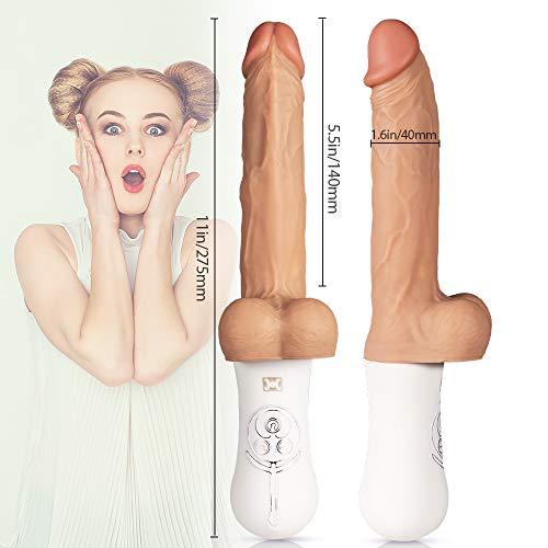 10 Vibrating 6 Telescopic Modes Lifelike Thrusting Vibrating Silicone Realistic Dildo