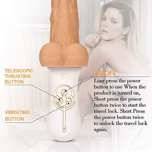 10 Vibrating 6 Telescopic Modes Lifelike Thrusting Vibrating Silicone Realistic Dildo