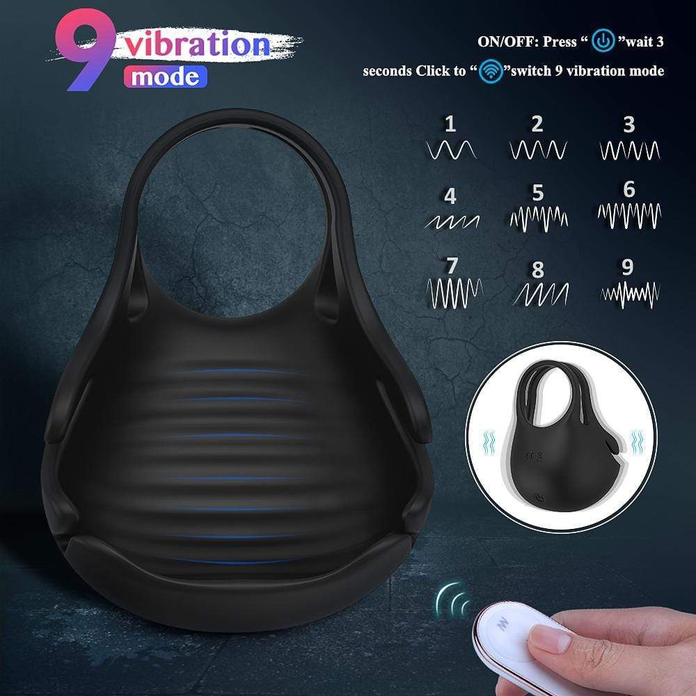 9-Speed Vibrating Penis Ring with Taint Teaser, Stimulate Penis Scrotum Testicle