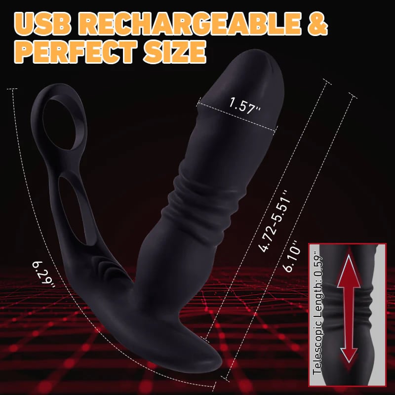 3 Thrusting & 12 -Vibrating Cock Rings Prostate Massager