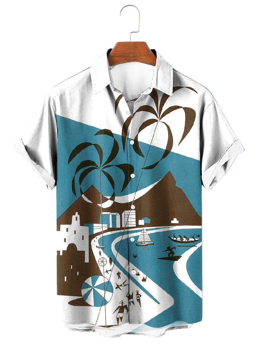 Hawaiian Short Sleeve Shirt in Tiki Art